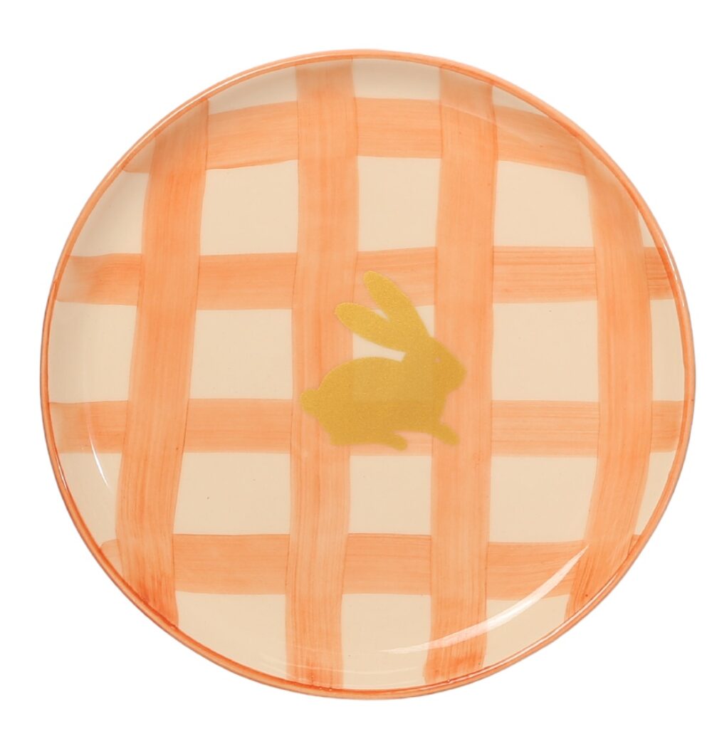 PRATO RED.LISO MN LARANJA XADREZ DOURADO EASTER