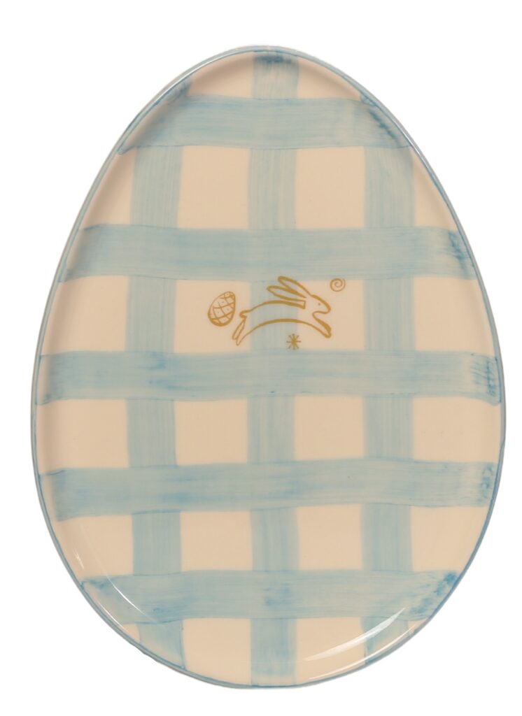 PRATO OVAL PQ AZ XADREZ DOURADO EASTER