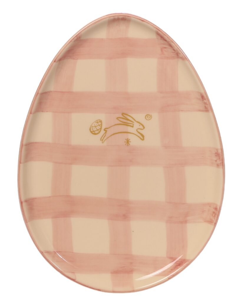 PRATO OVAL PQ ROSA XADREZ DOURADO EASTER