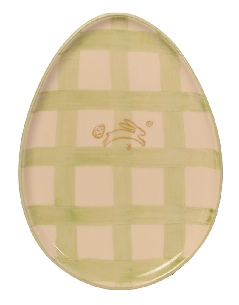 PRATO OVAL PQ VERDE XADREZ DOURADO EASTER