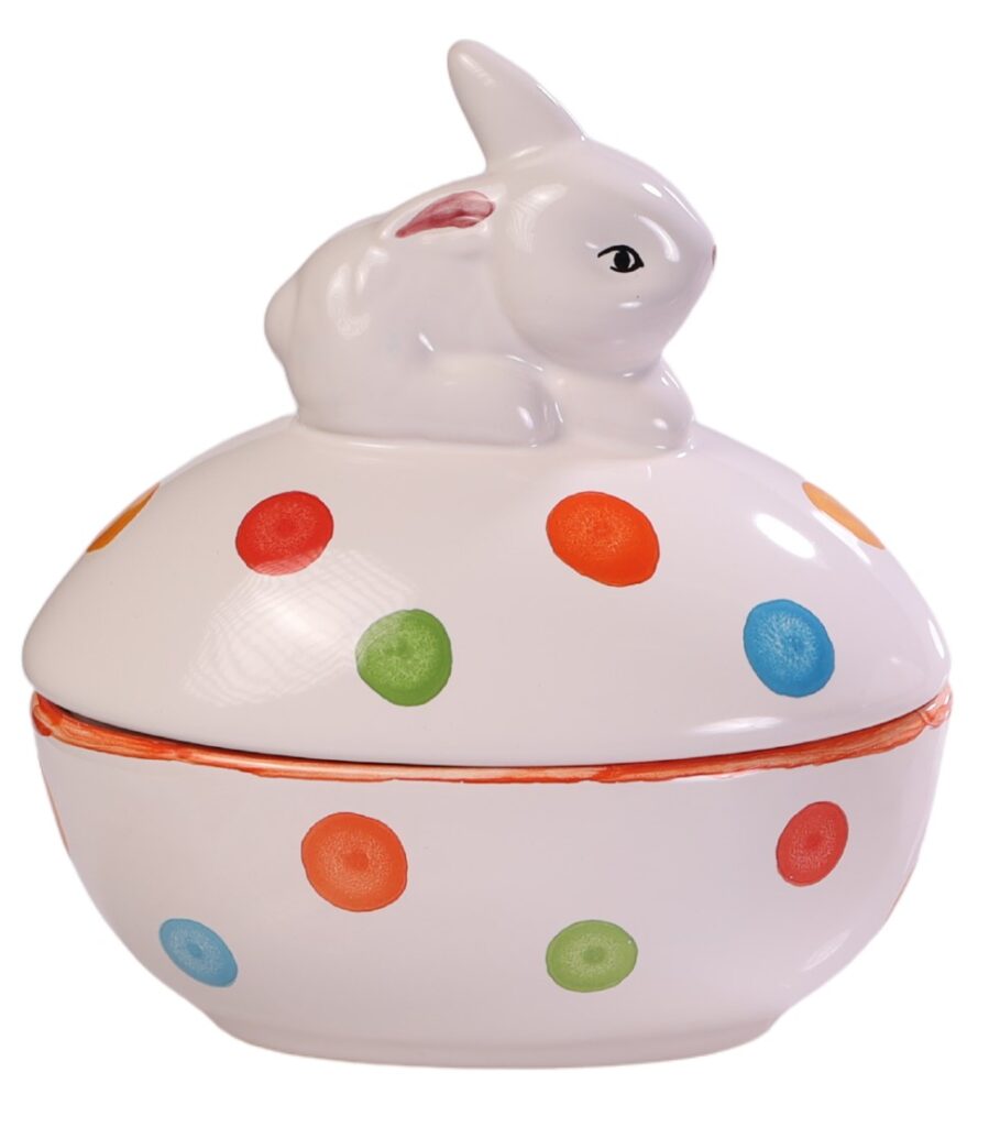 ADORNO CAIXA OVO C/TAMPA E COELHO BUBBLES EASTER