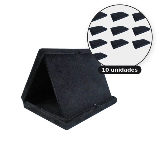 Kit com 10 estojos de veludo 18 x 14 cm com aba preto