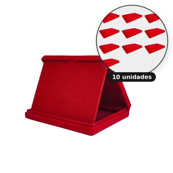 Kit com 10 estojos de veludo 18 x 14 cm com aba vermelho