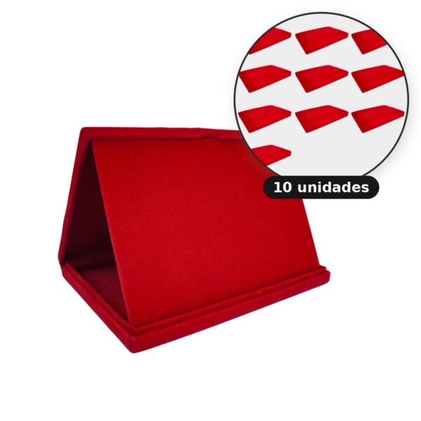 Kit com 10 estojos de veludo 23 x 18 cm com aba vermelho