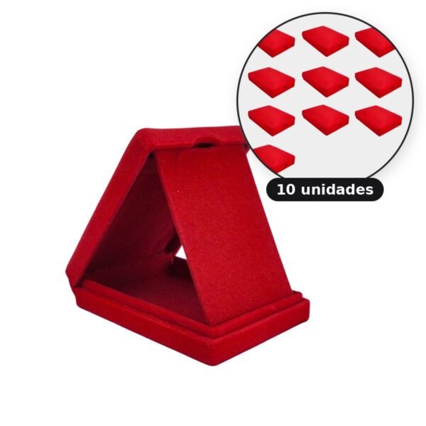 Kit com 10 estojos de veludo 8 x 11 cm com aba vermelho