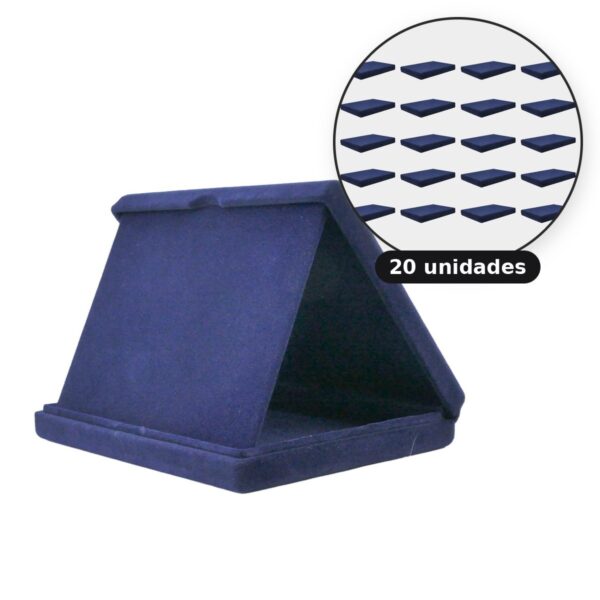 Kit com 20 estojos de veludo 18 x 14 cm com aba azul