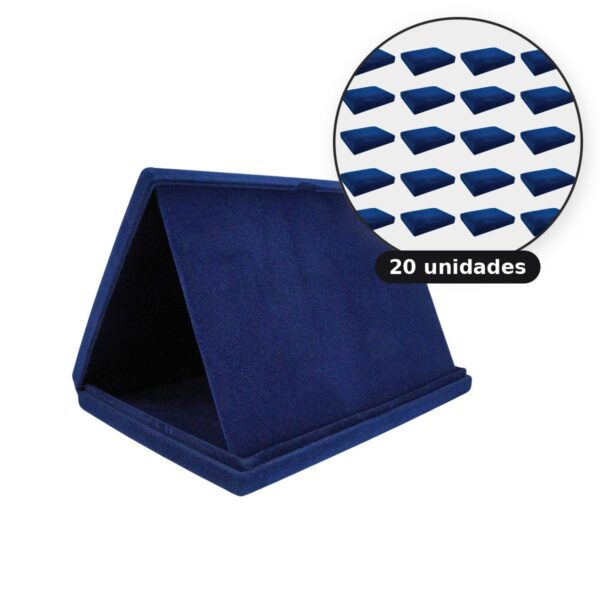 Kit com 20 estojos de veludo 23 x 18 cm com aba azul