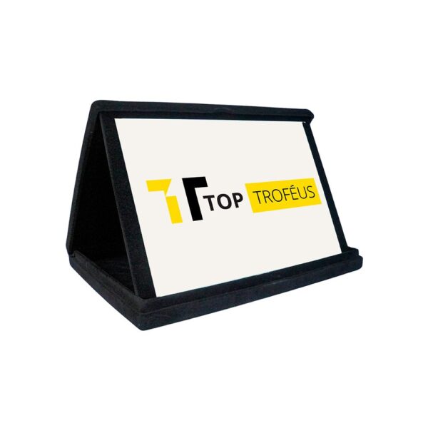 Estojo de veludo 18 x 14 cm com aba preto com placa