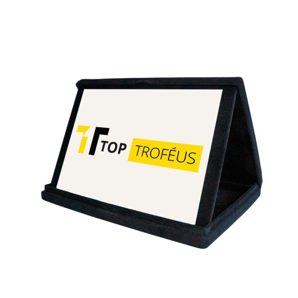 Estojo de veludo 23 x 18 cm com aba preto com placa