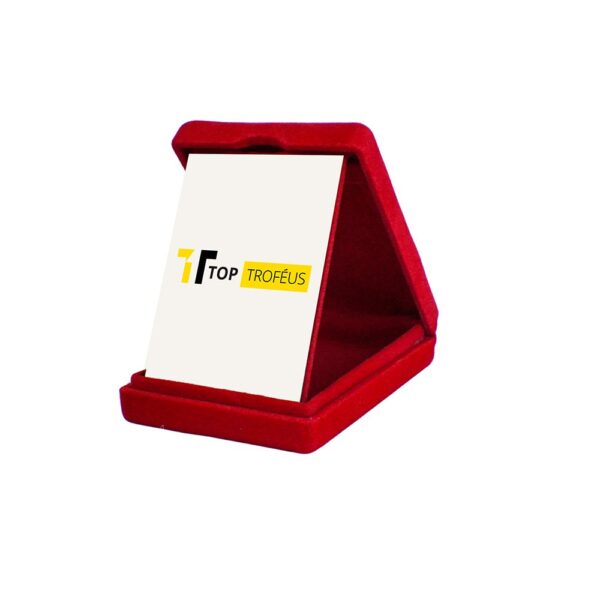 Estojo de veludo 8 x 11 cm com aba vermelho com placa